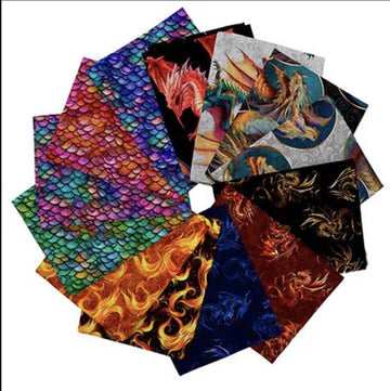 Dragon's Song Fat Quarter Bundle 13-Piece - QT Fabrics  Precut - Fantasy Medieval - Quilting Cotton Fabric