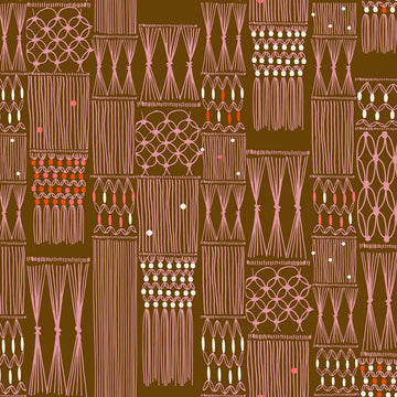 SALE Calathea Macrame RS5185 Cocoa - Moda Fabrics - Wall Hang Retro Knots Ropes - Ru- Star - Quilting Cotton Fabric