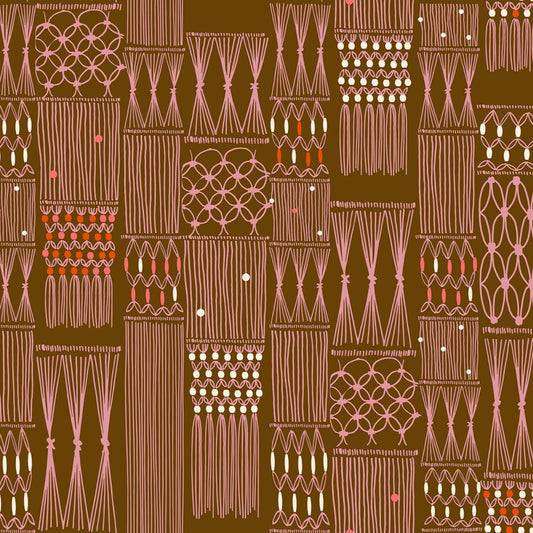 SALE Calathea Macrame RS5185 Cocoa - Moda Fabrics - Wall Hang Retro Knots Ropes - Ru- Star - Quilting Cotton Fabric