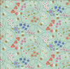 Bee Beary Happy Bees & Floral 31673 Dusty Aqua Q - QT Fabrics - Flowers Blossoms Leaf Leaves - Quilting Cotton Fabric