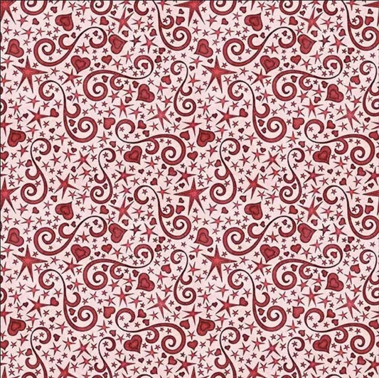 Hearts & Hugs Hearts And Scroll 31651 Pink P - QT Fabrics - Shapes Stars Hearts Swirls - Quilting Cotton Fabric
