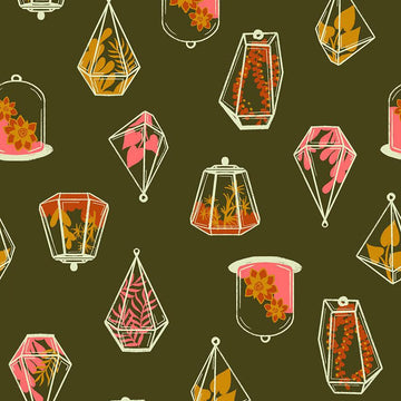 Calathea Terrarium RS5183 Mossy - Moda Fabrics - Plants Nature Leaf Leaves - Ru- Star - Quilting Cotton Fabric