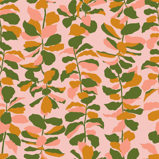 SALE Calathea Fiddle RS5186 Sweet Pink - Moda Fabrics - Leaves Leaf Fig Plants - Ru- Star - Quilting Cotton Fabric