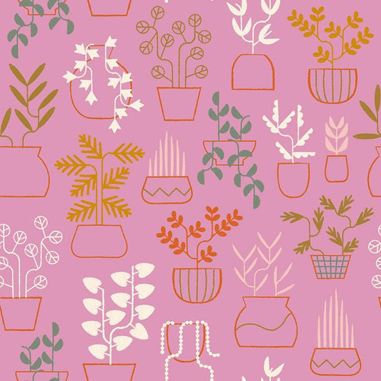 SALE Calathea Houseplant RS5184 Kiss - Moda Fabrics - Potted Plants Leaf Leaves - Ru- Star - Quilting Cotton Fabric