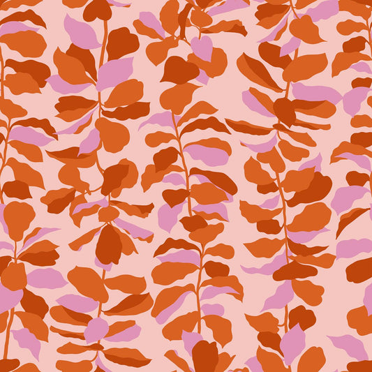 SALE Calathea Fiddle RS5186 Cayenne - Moda Fabrics - Leaves Leaf Fig Plants - Ru- Star - Quilting Cotton Fabric