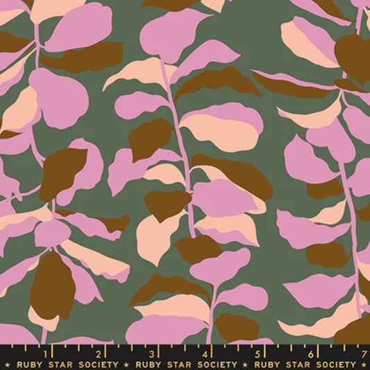 SALE Calathea Fiddle RS5186 Seaweed - Moda Fabrics - Leaves Leaf Fig Plants - Ru- Star - Quilting Cotton Fabric