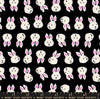 Hello Alice Rabbit RS2125 Black - Moda Fabrics - Bunny Bunnies White Rabbit - Ru- Star - Quilting Cotton Fabric