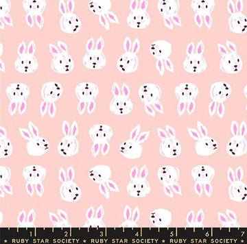 Hello Alice Rabbit RS2125 Vintage Pink - Moda Fabrics - Bunny Bunnies White Rabbit - Ru- Star - Quilting Cotton Fabric