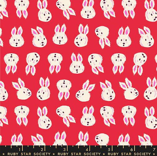 Hello Alice Rabbit RS2125 Ru- - Moda Fabrics - Bunny Bunnies White Rabbit - Ru- Star - Quilting Cotton Fabric