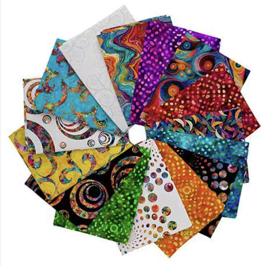 Bedazzled Fat Quarter Bundle 15-Piece - QT Fabrics -  Precut - Abstract Geometric - Quilting Cotton Fabric