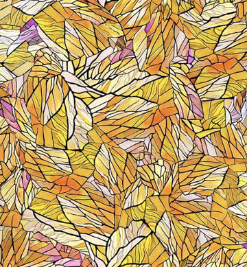 Sunlit Bears Stained Glass 31563 Gold S - QT Fabrics - Geometric Kaleidoscope Window - Quilting Cotton Fabric