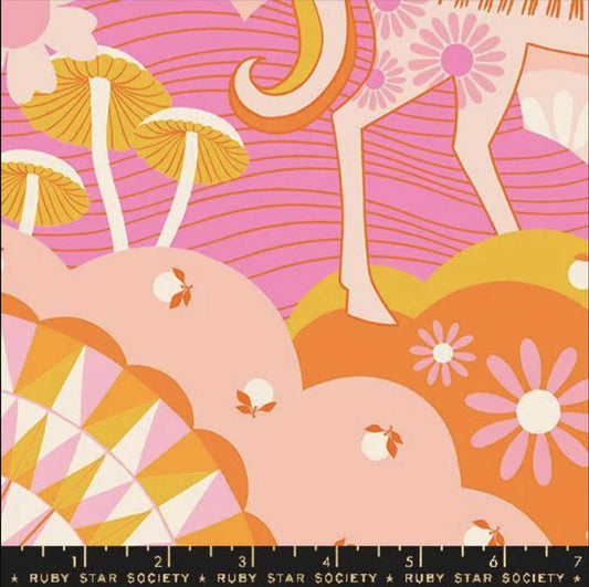 SALE Carousel Daydreamer RS0094 Zinnia - Moda Fabrics - Landscape Horses Novelty Vintage Retro - Ru- Star Society - Quilting Cotton Fabric