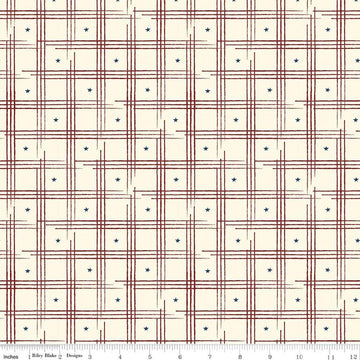 Image of American Honor Plaid Cream quilting cotton fabric by Vicki Gifford for Riley Blake Designs. Features plaid on a cream background. Cute Little Fabric Shop