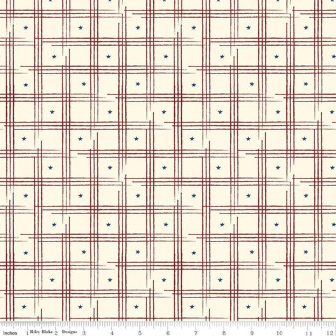 Image of American Honor Plaid Cream quilting cotton fabric by Vicki Gifford for Riley Blake Designs. Features plaid on a cream background. Cute Little Fabric Shop