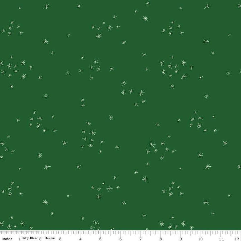 SALE Christmas with Scaredy Cat Snow C13537 Forest - Riley Blake Designs - Xmas Snowflakes - Quilting Cotton Fabric