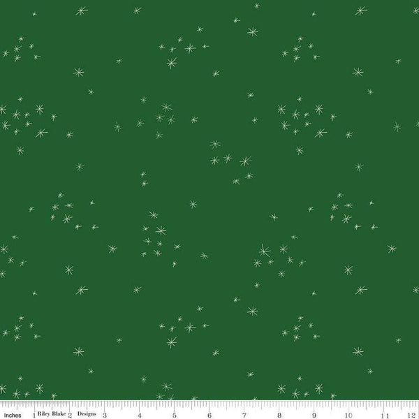 SALE Christmas with Scaredy Cat Snow C13537 Forest - Riley Blake Designs - Xmas Snowflakes - Quilting Cotton Fabric