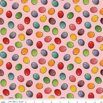 Image of Egg Hunt Jelly Beans Pink quilting cotton fabric by J. Wecker Frisch for Riley Blake Designs. Features beans on a pink background. Cute Little Fabric Shop.