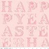 Image of Egg Hunt Happy Easter Blender Pink quilting cotton fabric by J. Wecker Frisch for Riley Blake Designs. Features words on a pink background. Cute Little Fabric Shop.