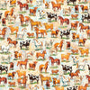 Image of Yippie Ki Yay! Cows & Horses Tan quilting cotton fabric by Morris Creative Group for QT Fabrics. Features animals on a cream background. Cute Little Fabric Shop.