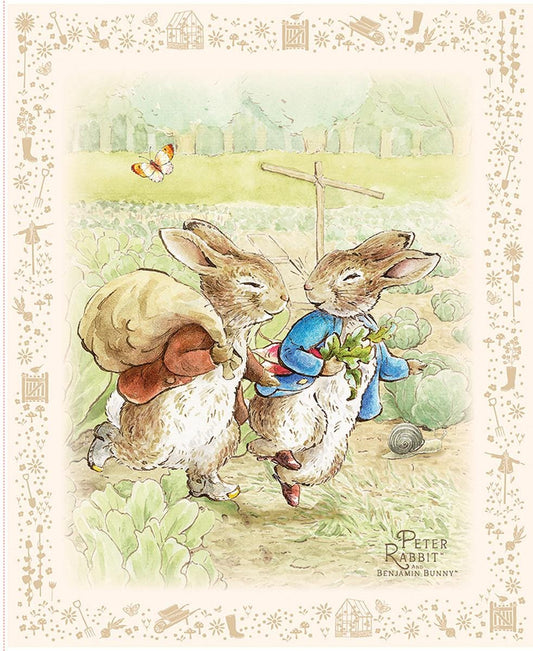 DEAL Peter Rabbit™ & Benjamin Bunny™ Panel PD17255 - Riley Blake Designs - DIGITALLY PRINTED - Quilting Cotton Fabric - Licensed Product