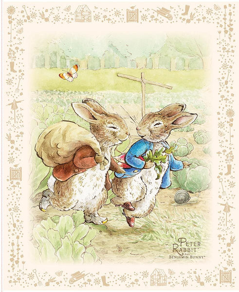 SALE Peter Rabbit™ and Benjamin Bunny™ Panel PD17255 - Riley Blake Designs - DIGITALLY PRINTED - Quilting Cotton Fabric - Licensed Product