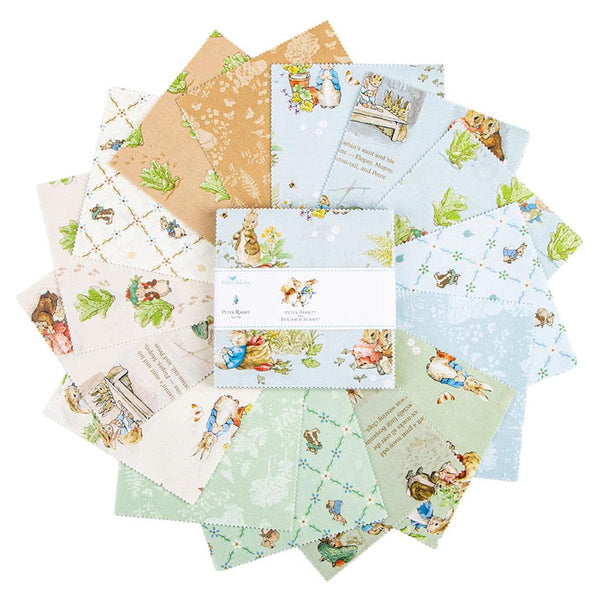 SALE Peter Rabbit™ and Benjamin Bunny™ Charm Pack 5" Stacker Bundle 42 pieces 5-17250-42  - Riley Blake Quilting Fabric - Licensed Product