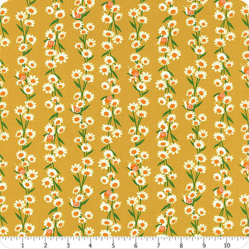SALE Carousel Daisy RS0098 Goldenrod - Moda Fabrics - Daisy Chain Floral Flowers Snails Retro - Ru- Star Society - Quilting Cotton Fabric