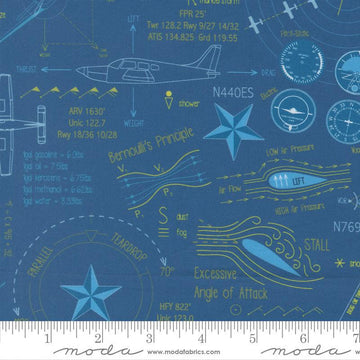 High Flight Blueprint 45061 Harbor - Moda Fabrics - Map Text Diagram Drawing - Quilting Cotton Fabric