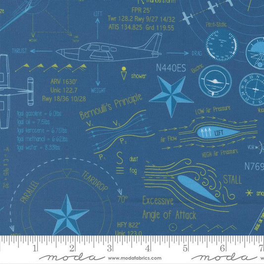 High Flight Blueprint 45061 Harbor - Moda Fabrics - Map Text Diagram Drawing - Quilting Cotton Fabric