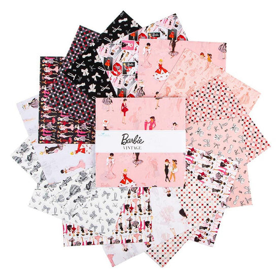 a collection of various patterned fabric squares, each featuring a different design or illustration of a woman. The squares are arranged in a circular pattern, creating a visually appealing and diverse display.