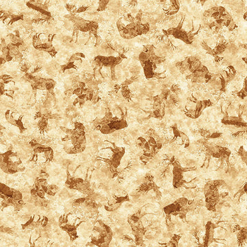 1yd 29" End of Bolt - Mountain Splendor Animal Silhouettes WIDEBACK 31584 Tan A - QT Fabrics - 108" - Quilting Cotton Fabric