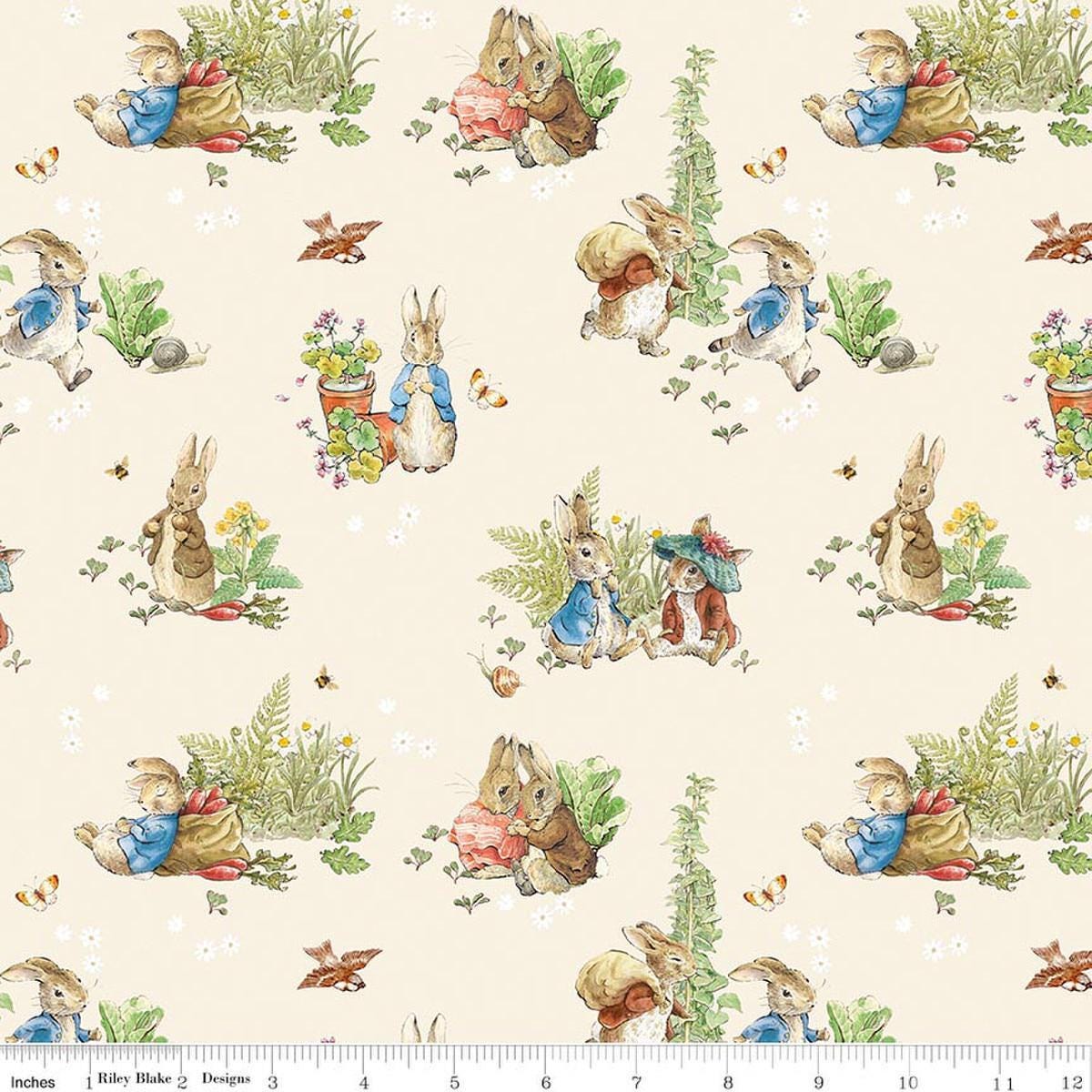Cath Riley Teddy Rabbit SALE Peter Rabbit™ & Benjamin Bunny™ Main CD17250 Cream - Riley Blake ...