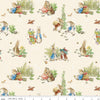Image of Peter Rabbit and Benjamin Bunny Main Cream licensed quilting cotton fabric by the RBD Designers for Riley Blake Designs. Features rabbits on a cream background. Cute Little Fabric Shop