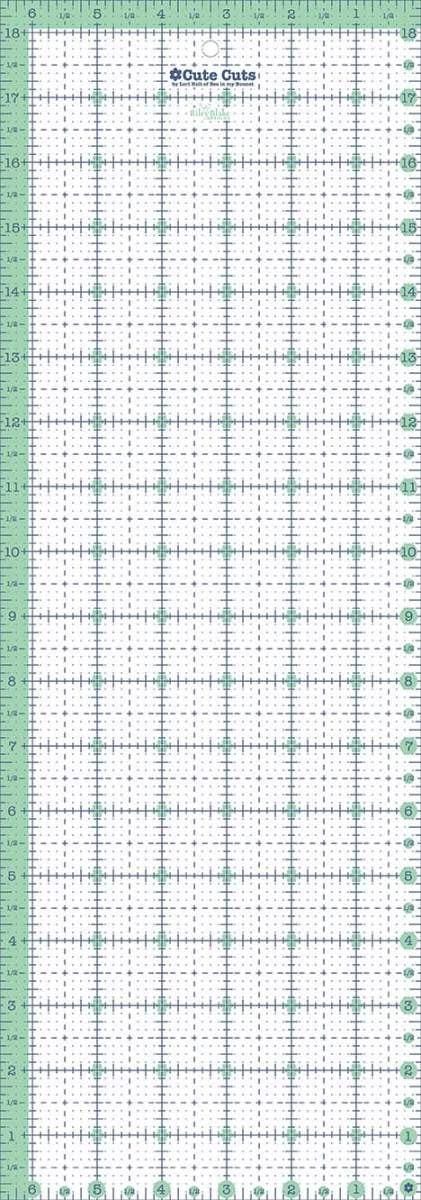DEAL Lori Holt Cute Cuts Ruler 6 1/2" x 18 1/2" STCC-11561 - Riley Blake Designs - Plastic Non-Slip 6.5" x 18.5" Rectangle