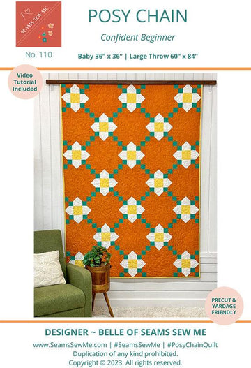 SALE Posy Chain Quilt PaTTERN SSM-110 - Seams Sew Me - Moda Fabrics - INSTRUCTIONS Only - Multiple Sizes - 10" Stacker Friendly