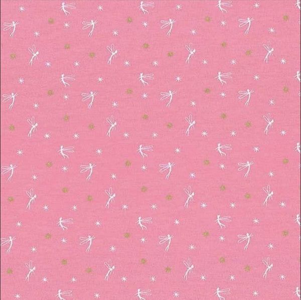 CLEARANCE 19" End of Bolt - Peter Pan - Tink - Dusty Rose - Sarah Jane for Michael Miller - Tinkerbell Jersey KNIT cotton stretch fabric