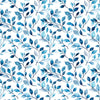 Image of Mountain Splendor Leaf Vine Blue quilting cotton fabric by Dan Morris for QT Fabrics. Features leaves on a white background. Cute Little Fabric Shop.