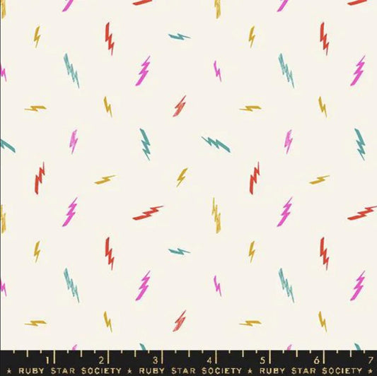 21" End of Bolt - Teddy And The Bears Bolts Multi Cream Lightning Bolts Fabric - RS2107 - Moda Fabrics Quilting Cotton Fabric