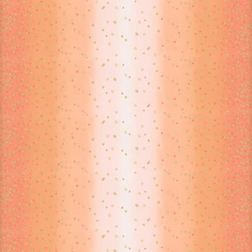 SALE I Heart Ombre METALLIC 10875 Coral - Moda - Light to Darker Orange Coral with Gold SPARKLE Stars - Quilting Cotton Fabric