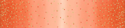 SALE I Heart Ombre METALLIC 10875 Tangerine - Moda - Light to Darker Orange with Gold SPARKLE Stars - Quilting Cotton Fabric