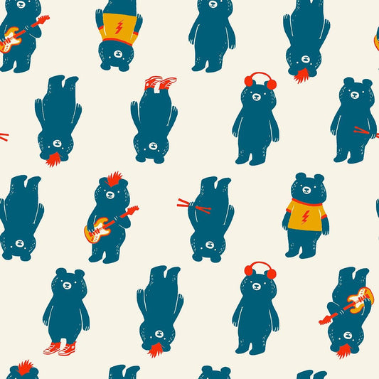 DEAL Teddy & The Bears Activities RS2103 Buttercream - Moda Fabrics - Novelty Bears Music - Quilting Cotton Fabric