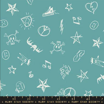 SALE Teddy & The Bears Symbols RS2104 Succulent - Moda Fabrics - Novelty Doodles Icons - Quilting Cotton Fabric