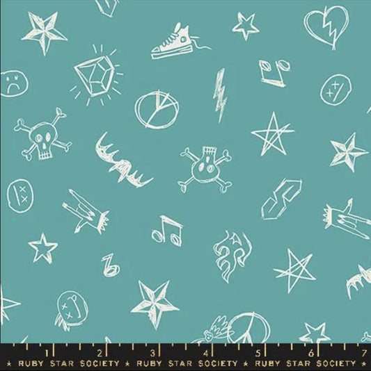 SALE Teddy & The Bears Symbols RS2104 Succulent - Moda Fabrics - Novelty Doodles Icons - Quilting Cotton Fabric