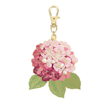 SALE Hydrangea Enamel Charm ST-46811 Pink - Riley Blake Designs - Floral ZIpper Pull - 2"x3"