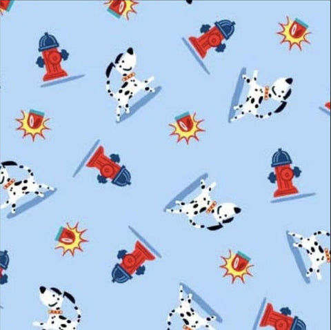 SALE Ladder Co. 1 Fireman's Friend DC10585 Blue by Michael Miller - Ladder Company One Dalmations Dogs Hydrants - Quilting Cotton Fabric