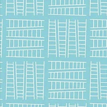 CLEARANCE Ladder Co. 1 Tall Ladder Aqua - Michael Miller Fabrics - Ladder Company One Ladders Geometric Children's - Quilting Cotton Fabric