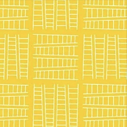 SALE Ladder Co. 1 Tall Ladder Yellow - Michael Miller Fabrics - Ladder Company One Ladders Geometric Children's - Quilting Cotton Fabric