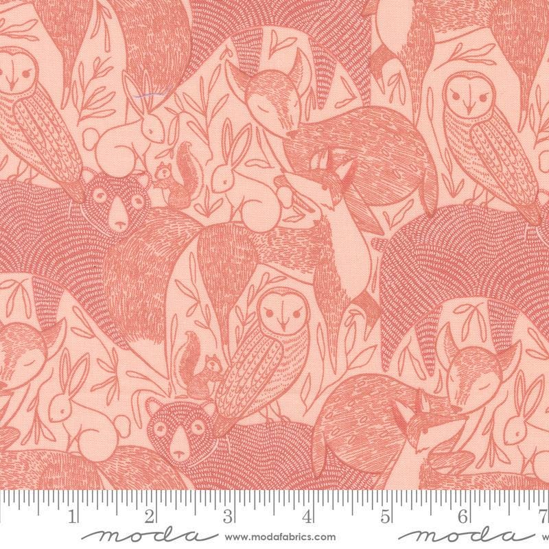 Woodland Wonder Main 48390 Blush - Moda Fabrics - Animals Bear Owl Leaves Bunny - Quilting Cotton Fabric