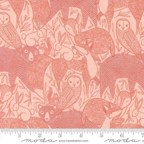 Woodland Wonder Main 48390 Blush - Moda Fabrics - Animals Bear Owl Leaves Bunny - Quilting Cotton Fabric