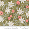 Berry & Pine Florals 5240 Sage - Moda Fabrics - Poinsettia Roses Flowers Blossoms Leaves leaf - Quilting Cotton Fabric